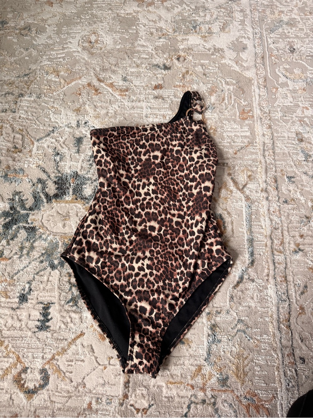 Nine West Leopard Print Brown and Black Swim Top